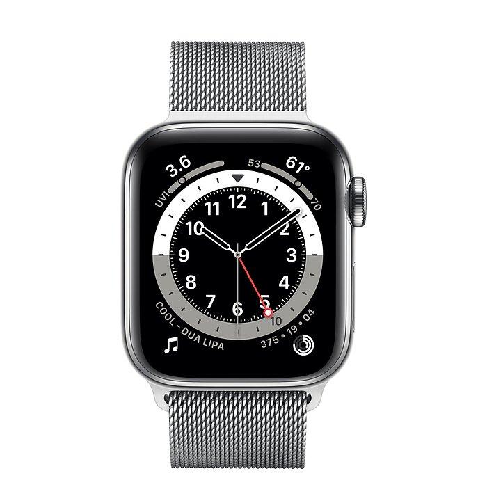 Buy Apple Watch Series 6 GPS + Cellular, 40MM Silver Stainless Steel Case with Silver Milanese Loop in Saudi Arabia