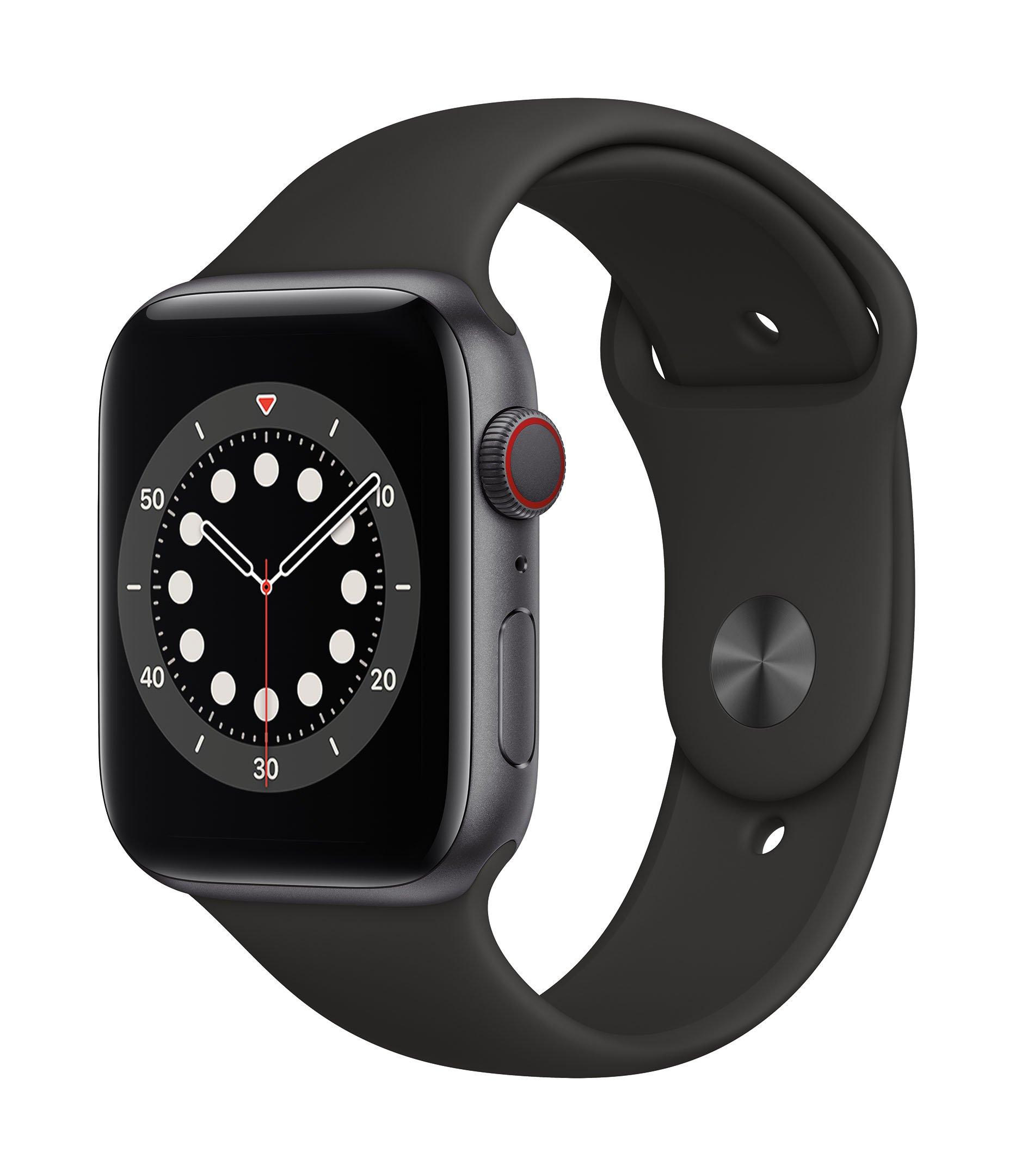 Buy Apple Watch Series 6 GPS + Cellular, 44MM Space Grey Aluminium Case with Black Sport Band in Saudi Arabia