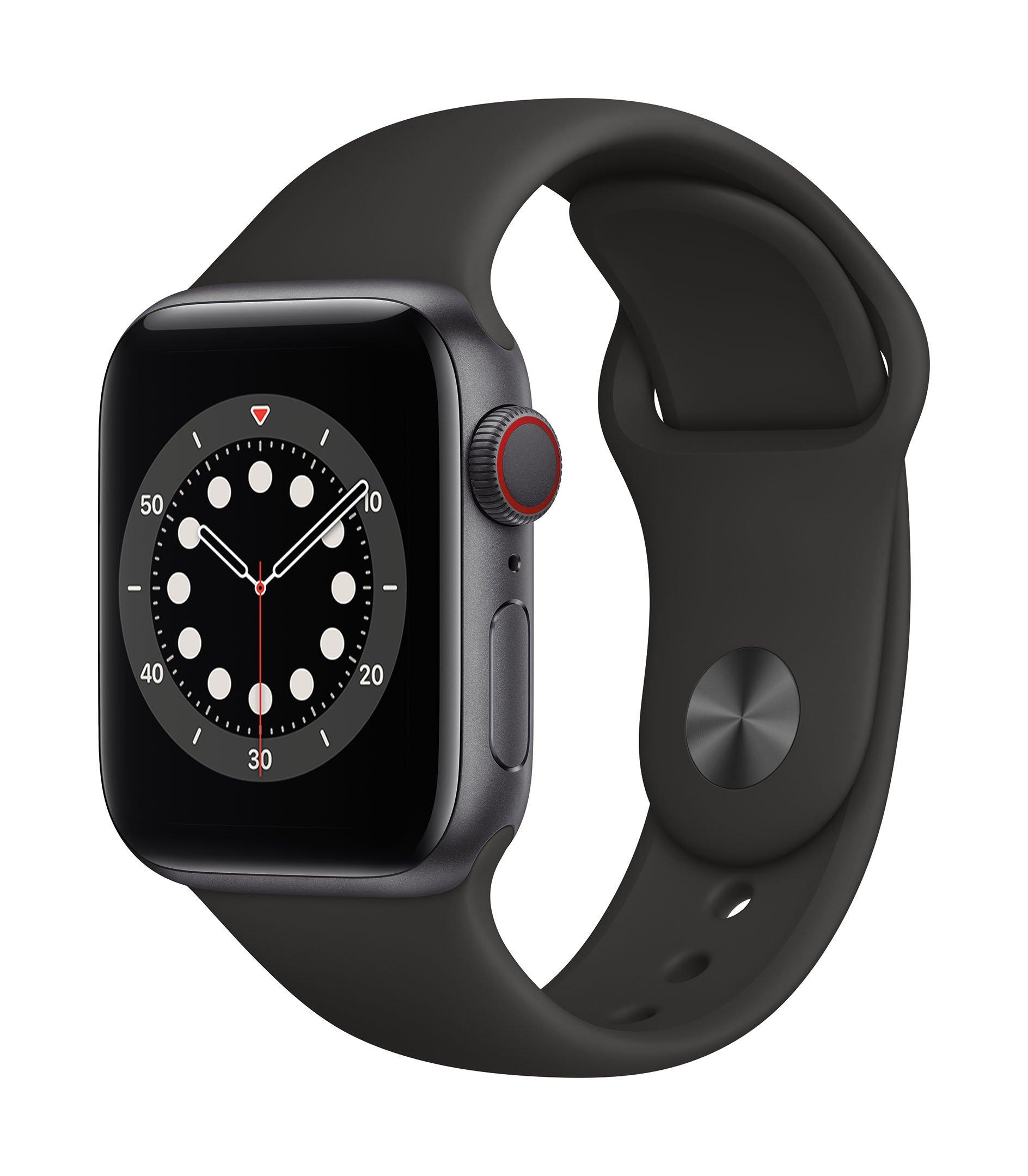 Buy Apple Watch Series 6 GPS + Cellular, 40MM Space Grey Aluminium Case with Black Sport Band in Saudi Arabia