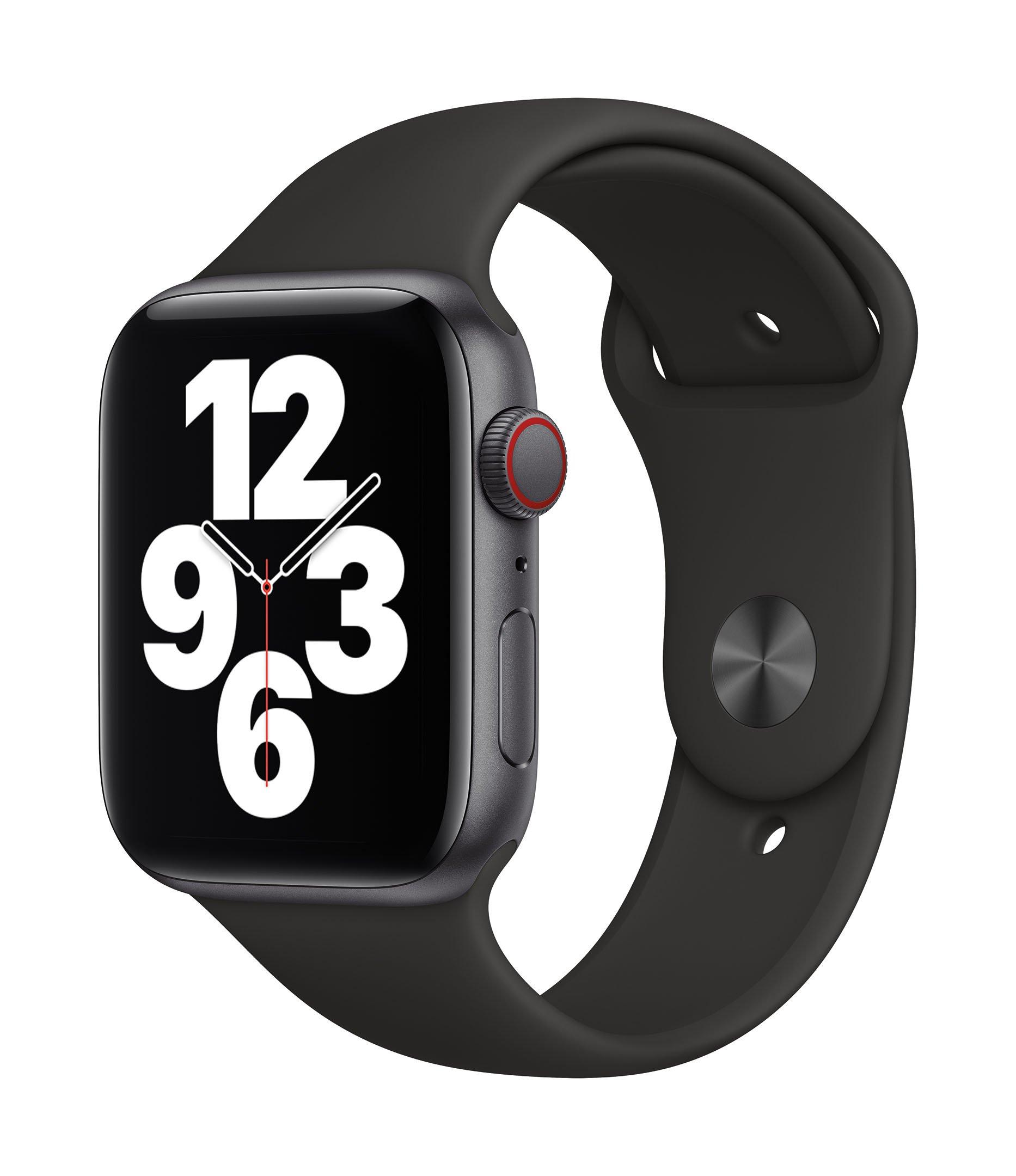 Apple Watch SE GPS + Cellular, 44MM Space Gray Aluminium Case with Black Sport Band - eXtra Saudi