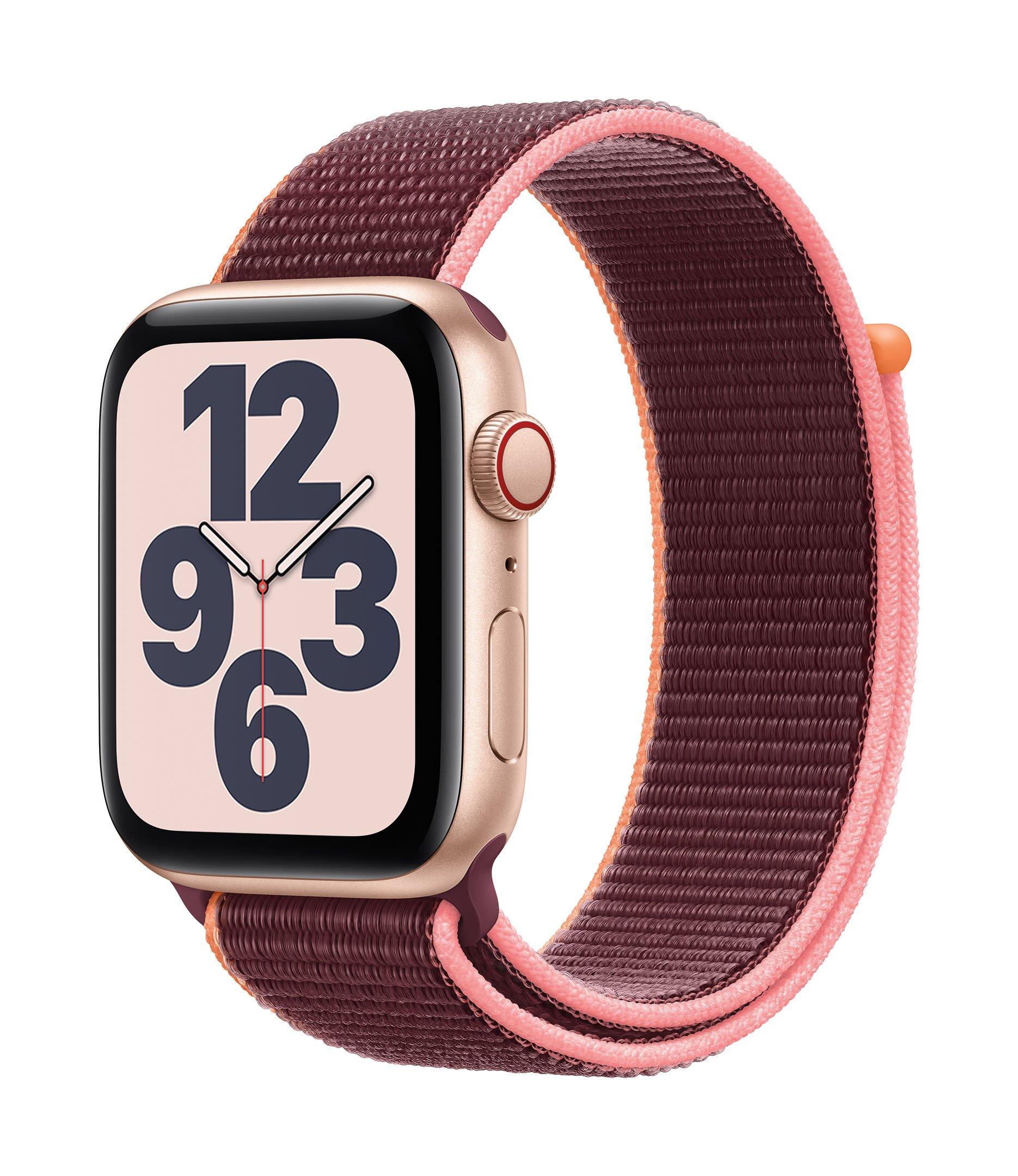 Buy Apple Watch SE GPS + Cellular, 44MM Gold Aluminium Case with Plum Sport Loop in Saudi Arabia