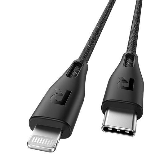 RAVPower Type-C to Lightning Cable, 0.3m, Black - eXtra Saudi