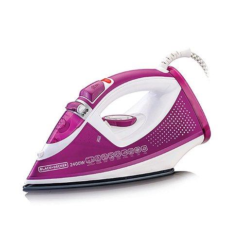 Buy Black+Decker Steam Iron Ceramic Soleplate 2400W White/Magenta in Saudi Arabia