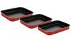 Tefal Ovenwares Rectangular Set 3-S, Bugatti Red with Flame Decor