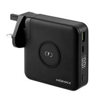 Momax Plug Portable Charger with 10000mAh Wireless Powerbank with 2 Port, Black
