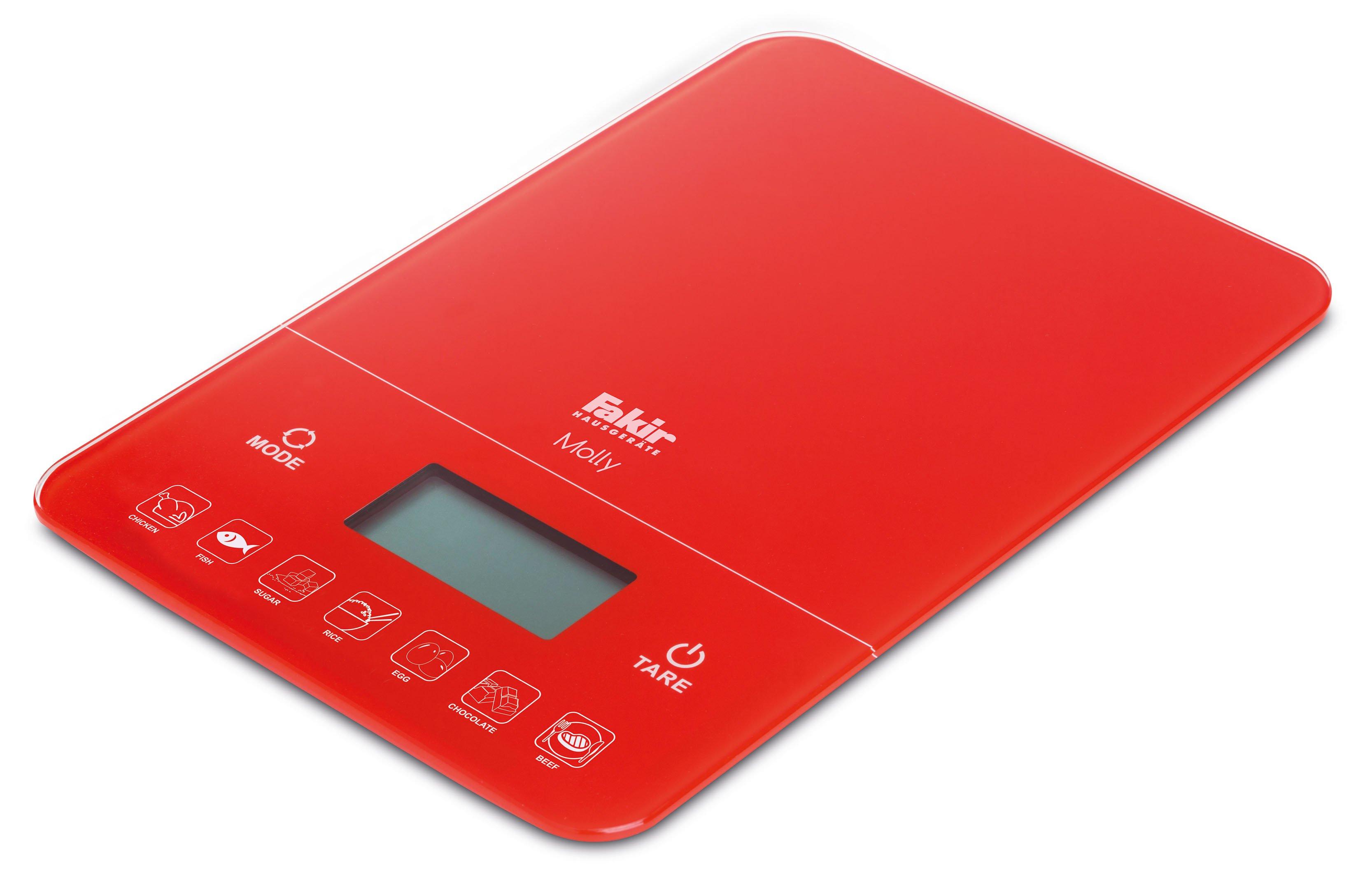 Fakir MOLLY Digital Glass Kitchen Scale 10KG Max Red
