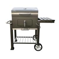 Homez, Square Shape Barbecue Charcoal Grill With Side Shelf And Wheels
