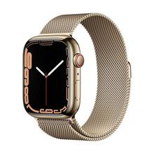 Buy Apple Watch Series 7 GPS + Cellular, 45mm Gold Stainless Steel Case with Gold Milanese Loop in Saudi Arabia