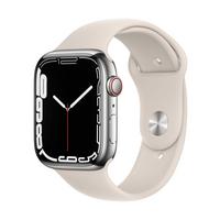 Apple Watch Series 7 GPS + Cell, 45mm Silver Stainless Steel Case with Starlight Sport Band