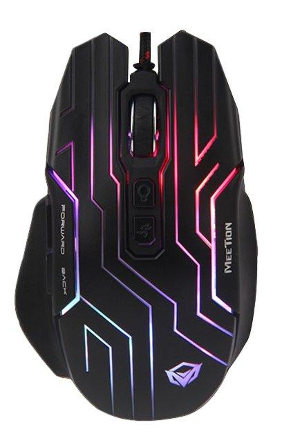 Meetion Wired Optical Gaming PC Mouse With RGB Backlit 4800dpi Black