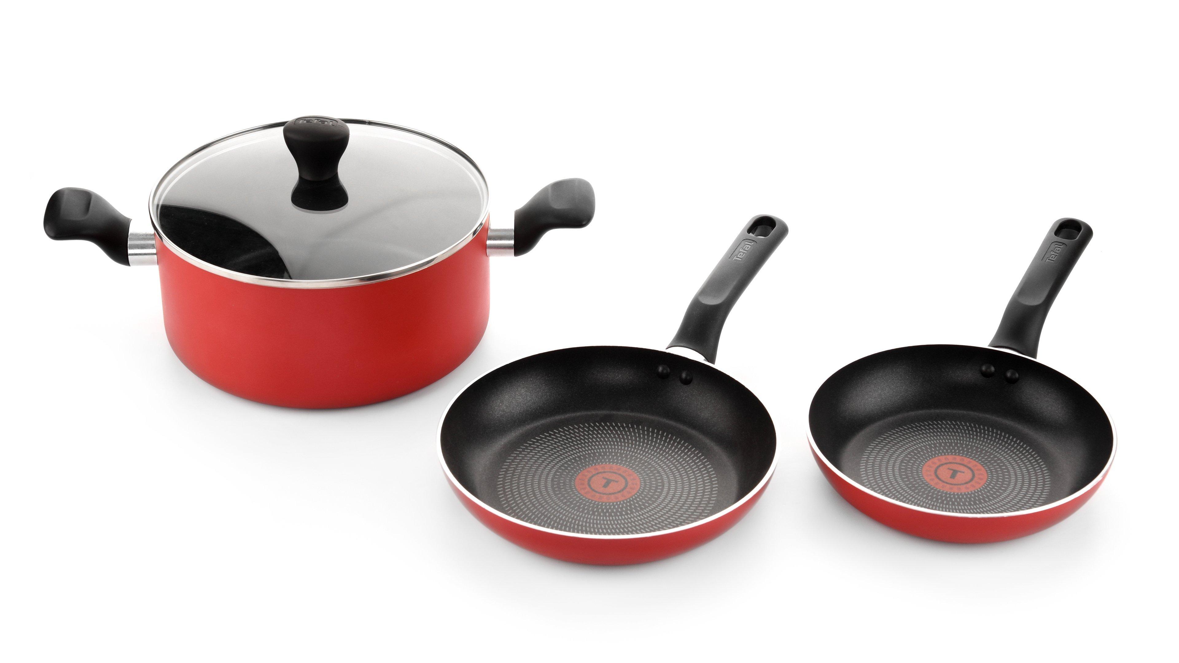 5pc Tefal Bistro Red/Set periuk Tefal 5PCS Cookware Set Pots & Pans -  Frypan/Milkpan/Saucpan/Lid bebas PFOA & xmelekat