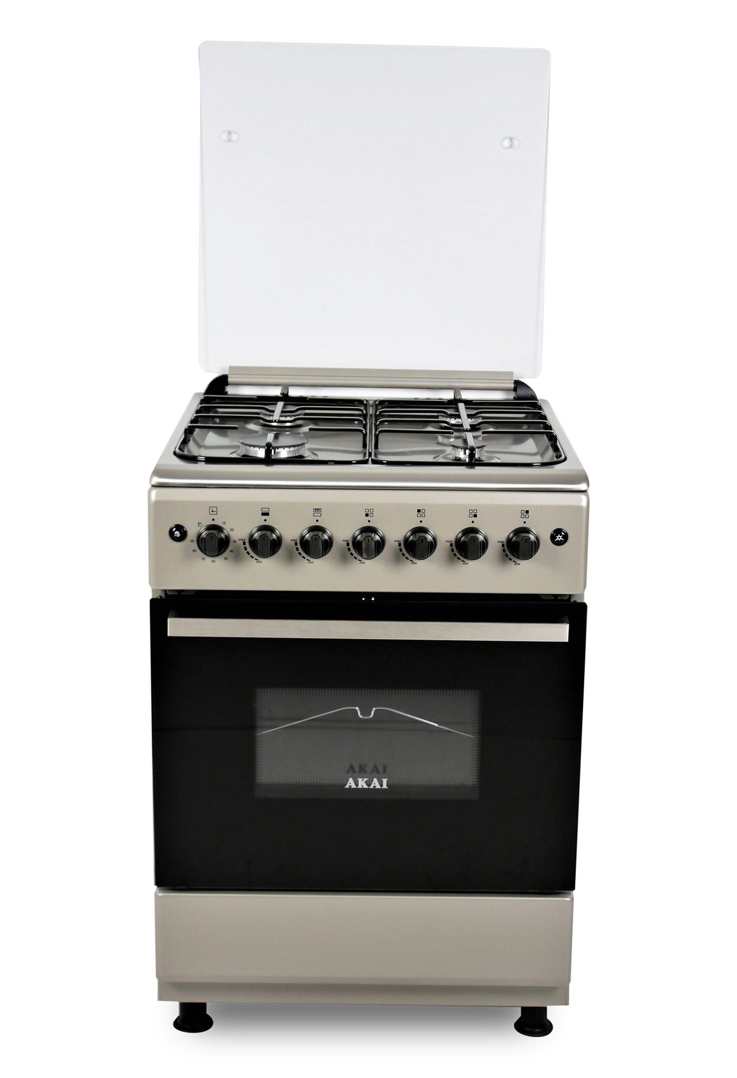 Akai Gas Cooker, 4 Burners, Oven Function,60x60 , Steel
