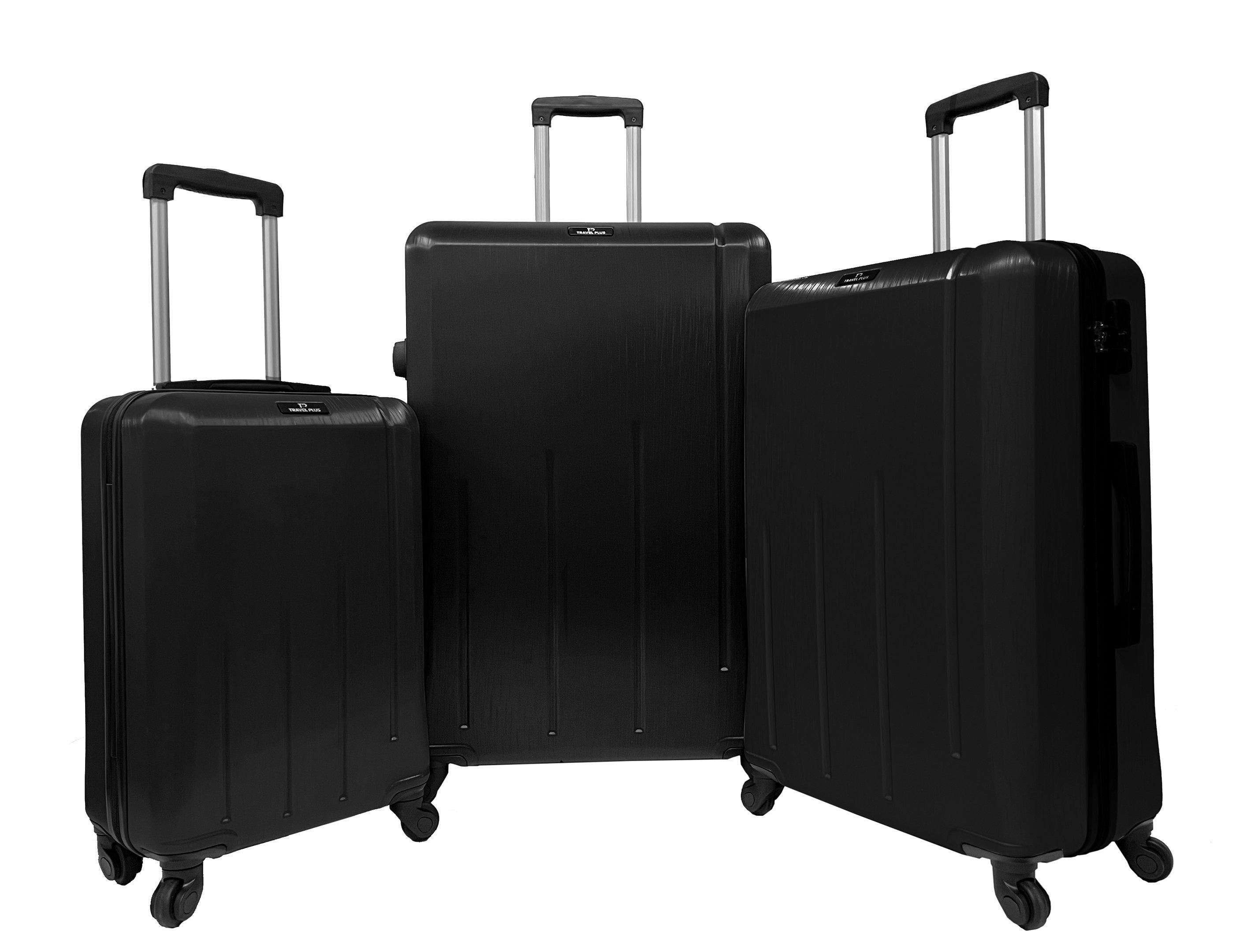 Buy Travel Plus, Line Set Of 3Pc Abs Luggage Trolley Case, Size 20/26/30 Inch, Black in Saudi Arabia