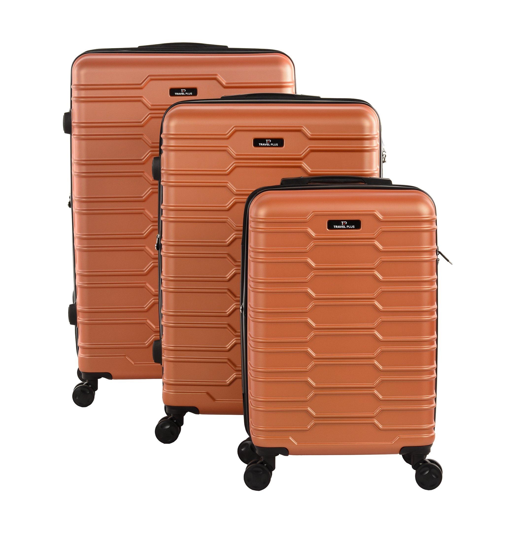 Buy Travel Plus, Association Set Of 3Pc Abs Luggage Trolley Case, Size 20/26/30 Inch, Orange in Saudi Arabia