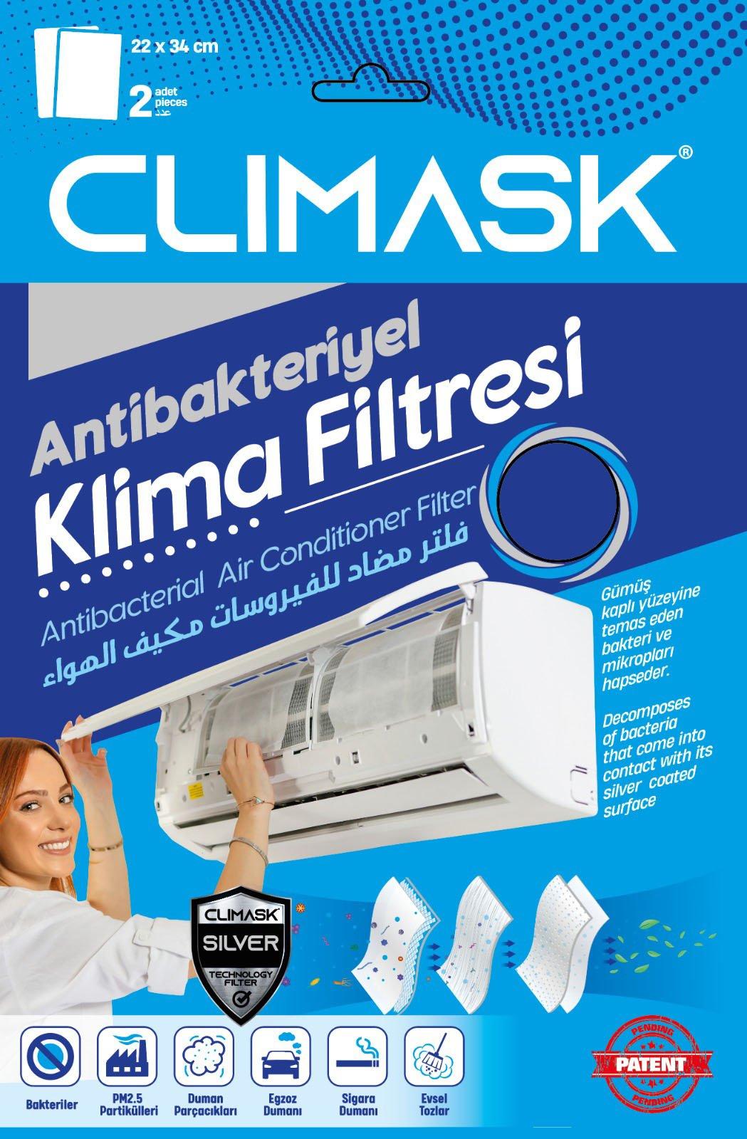 Climask SILVER 4in1 Anti-Bacterial Split AC Air Filter 2Pcs White.