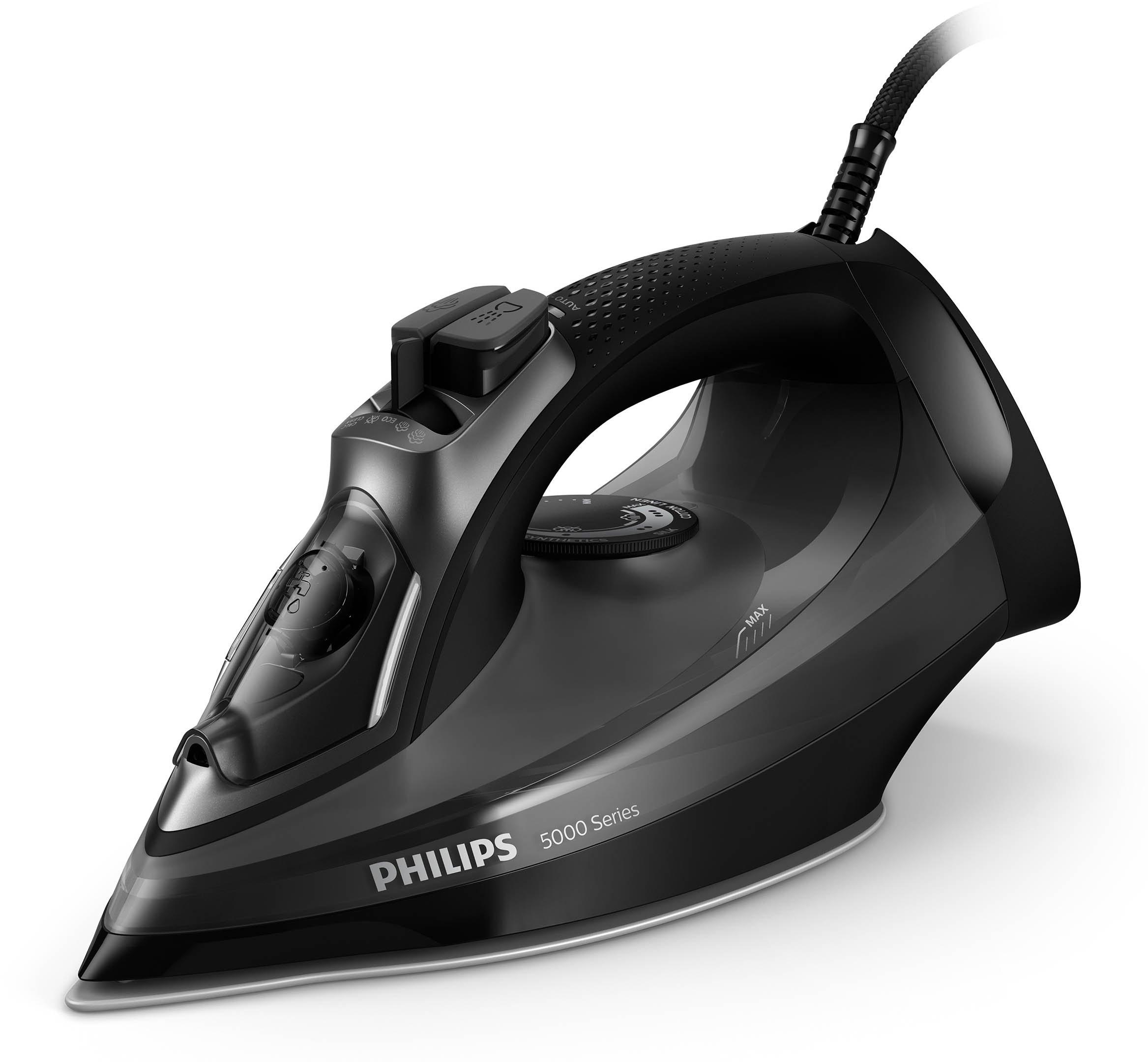 Buy Philips Steam Iron 5000 Series, 2600W, SteamGlide Plus Soleplate, Black in Saudi Arabia