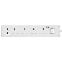 Home Best, Power Extension Cord, 4 Sockets, 2 Usb Ports, 5M Cable, White