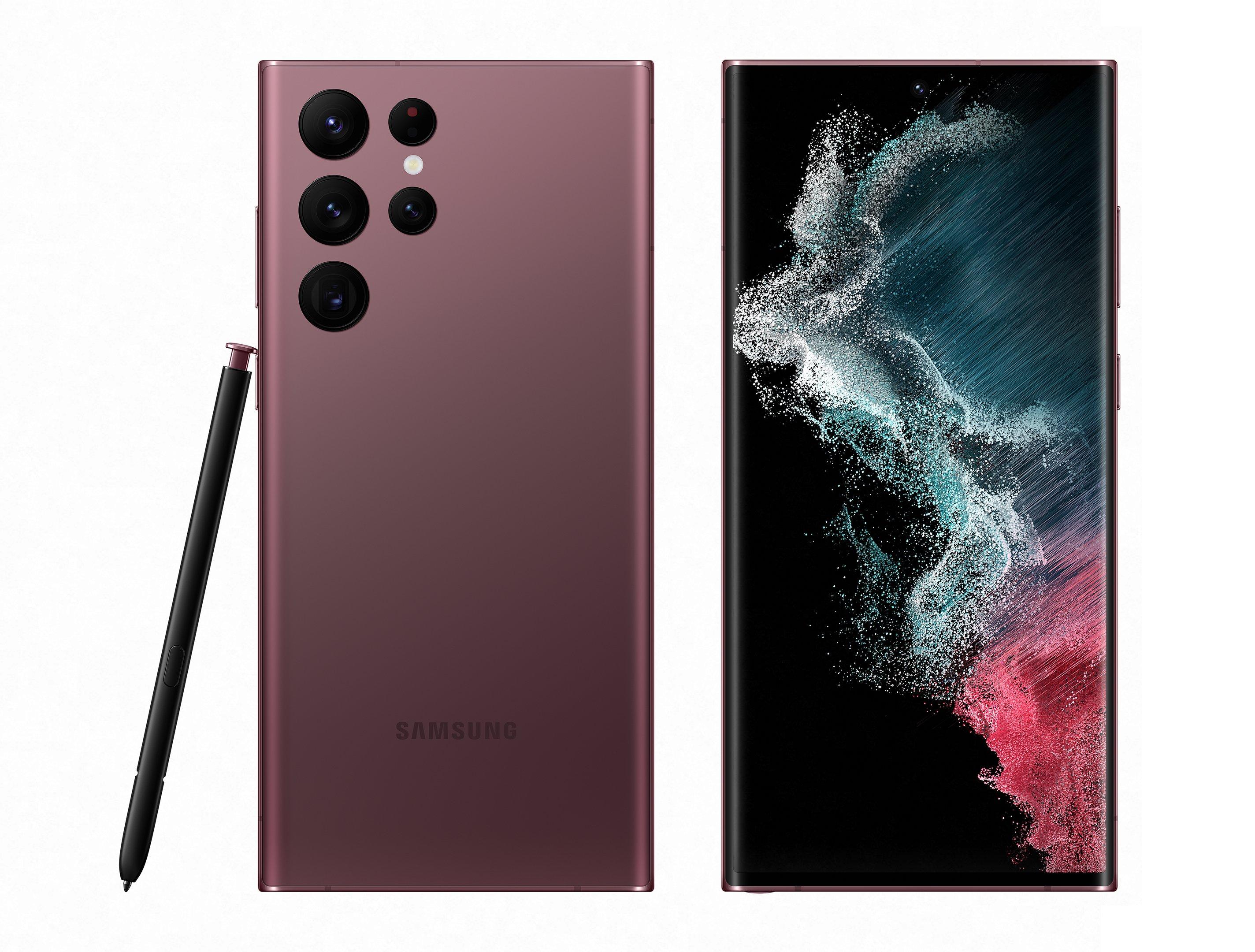 Buy Samsung Galaxy S22 Ultra, 5G, 128GB, Burgundy in Saudi Arabia