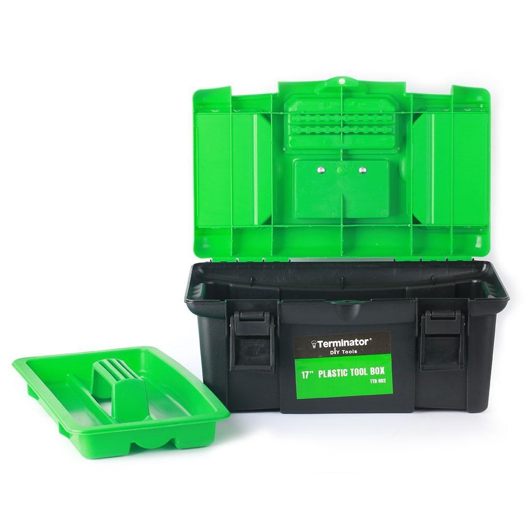 Terminator 17 Inch Plastic Tool Box, Green & Black - eXtra Oman