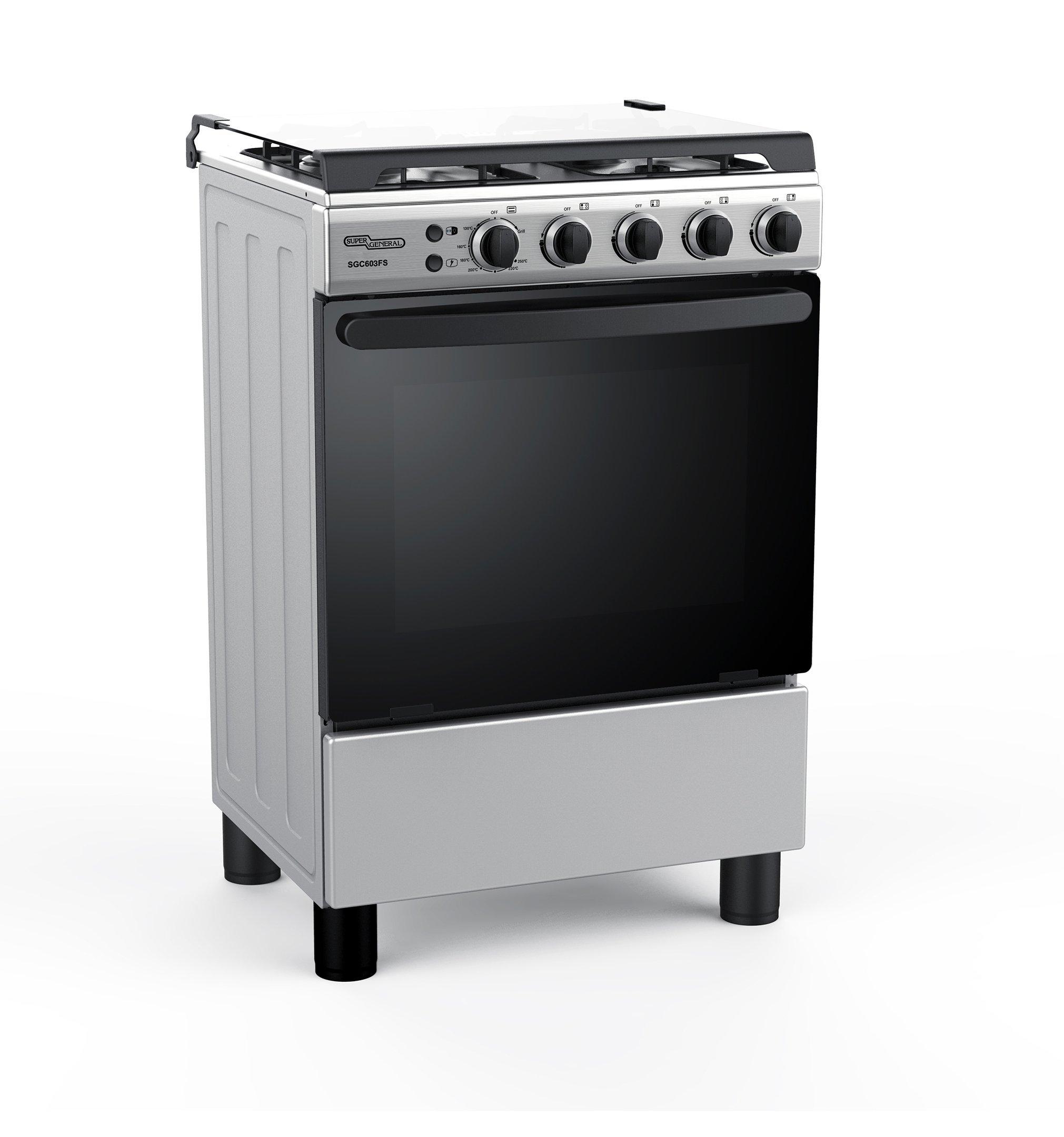 Super General Gas Cooker, 60x60 CM, 4 Burners, Stainless Steel. eXtra