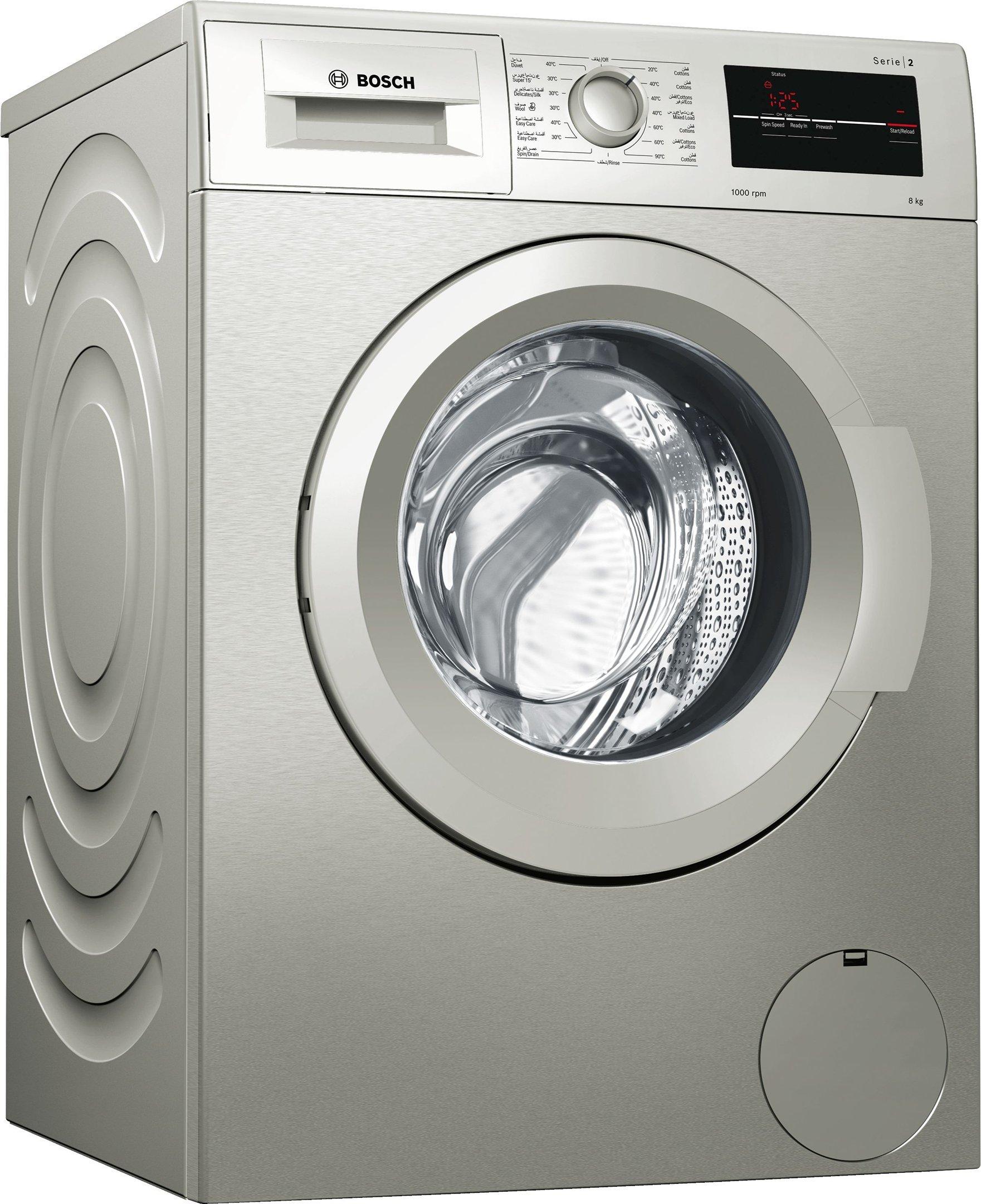 Bosch Washing Machine Front Load Digital LED 8.0KG 1000rpm Silver Inox