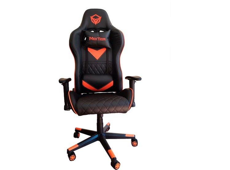 Meetion Gaming Chair, 3D Armrests, Synthetic Leather, Black & Orange