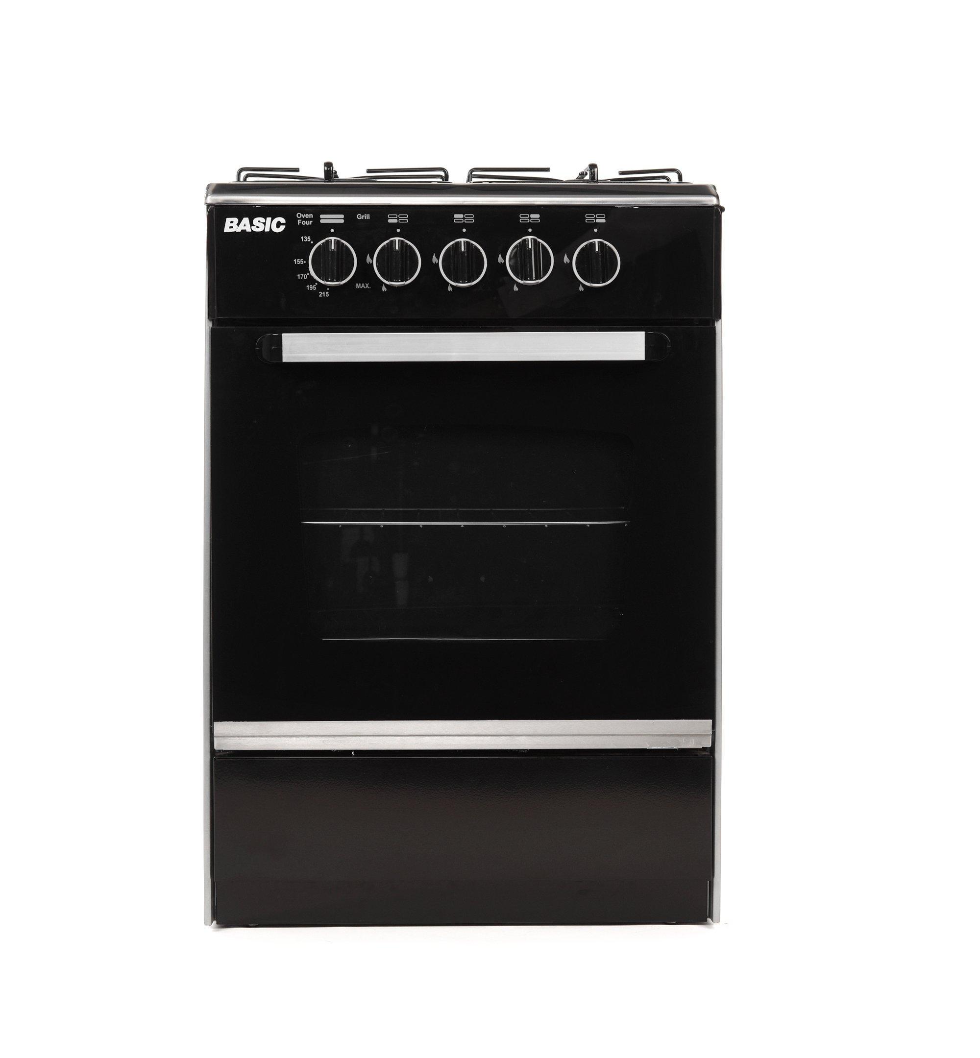 Basic Freestanding Gas Cooker, 4 Burners, 55X55, Safety, Stainless