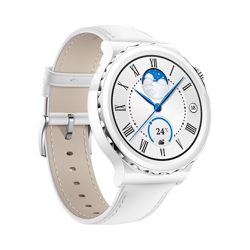 Huawei Watch GT3 Pro 43 MM, Silver Bezel, White Ceramic - eXtra Saudi