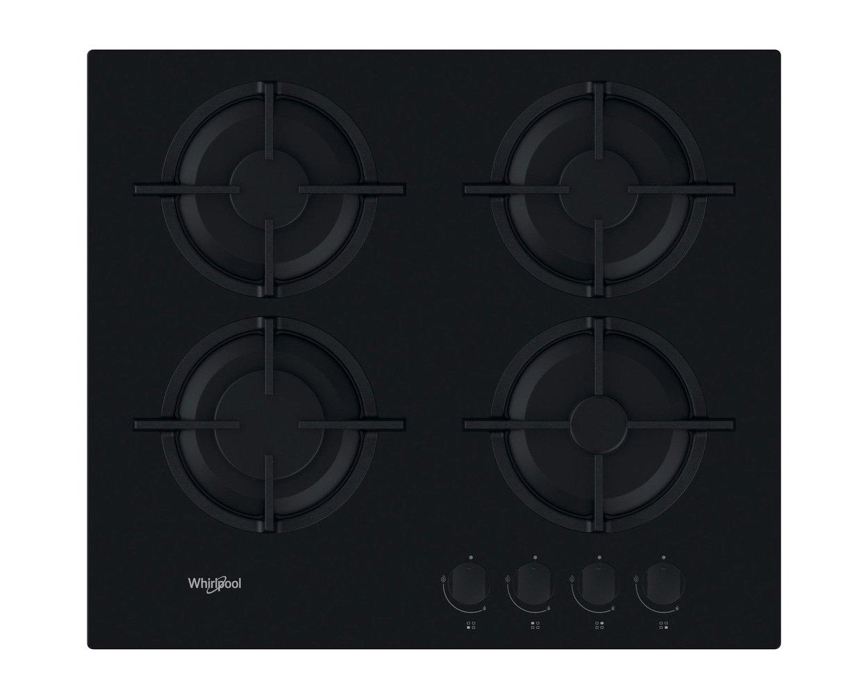Whirlpool 60cm Builtin Gas Hob 4 Burners Glass Black. eXtra Bahrain