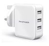 RavPower Wall Charger, 3 Ports, 30Watts, White