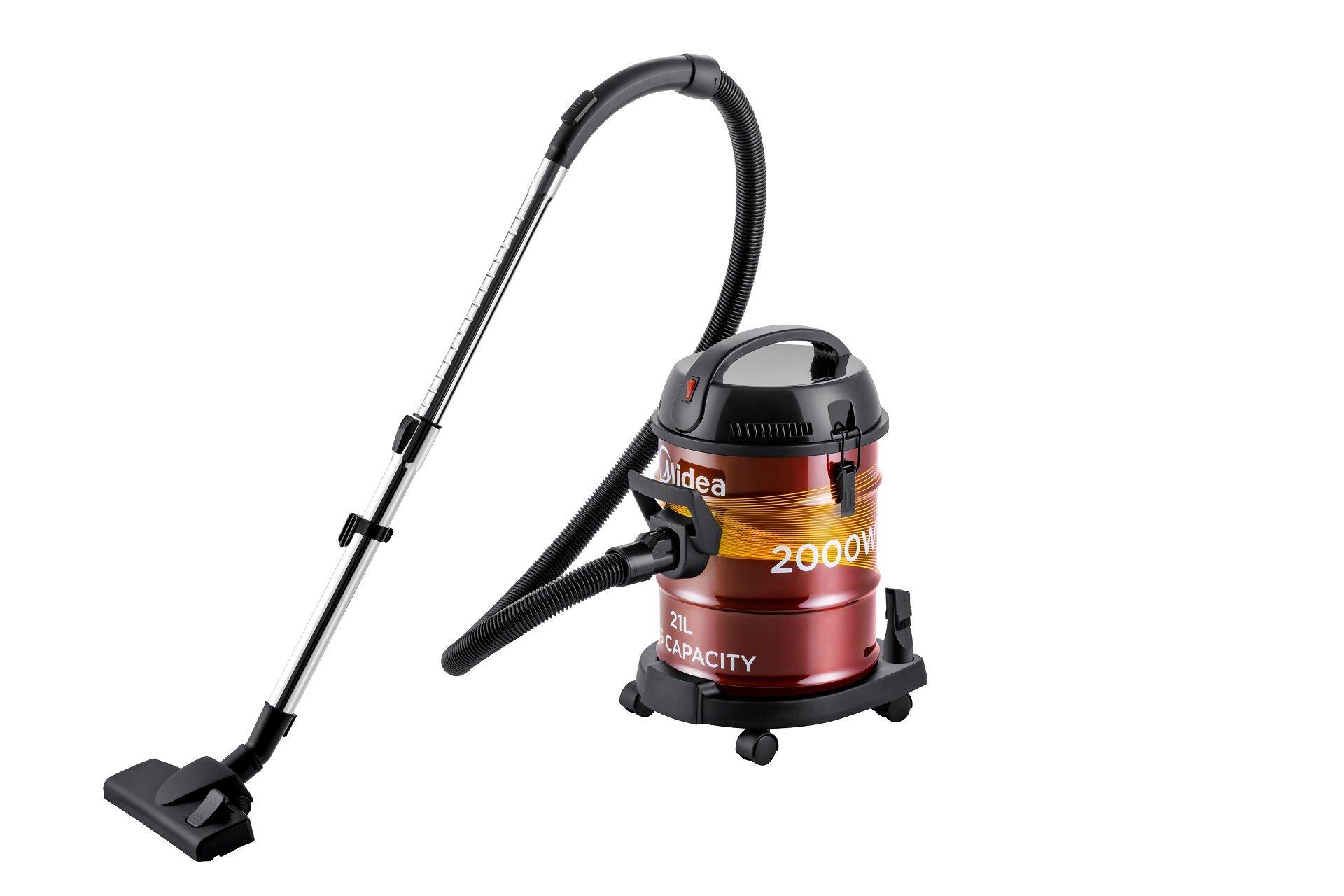 Midea, Drum Vacuum Cleaner Dry Clean Steel Body 2000W, Black/Red