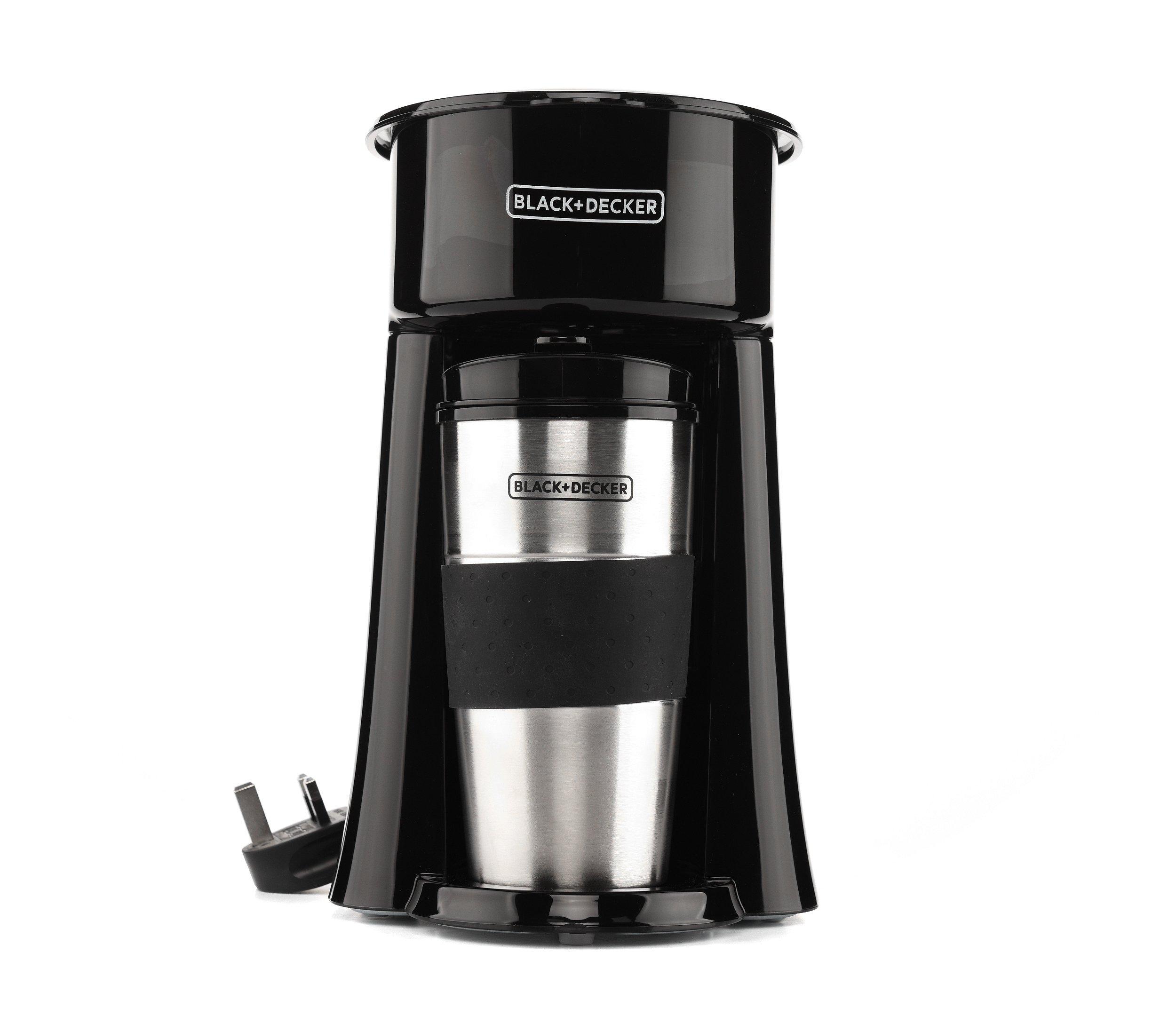 BLACK+DECKER Coffee Machine, 650W, 360ml Travel Mug, Black - DCT10