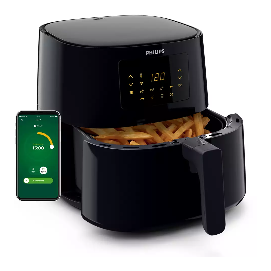 Philips ESSENTIAL Smart Digital Air Fryer, 2000W Dark Silver/Black