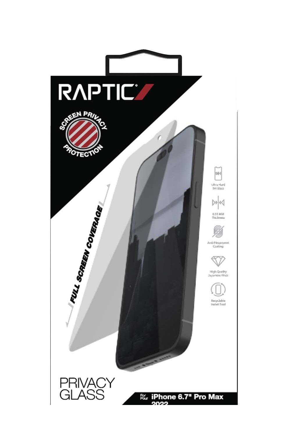X-Doria Raptic Glass Privacy Coverage for iPhone 14 Pro Max, Clear