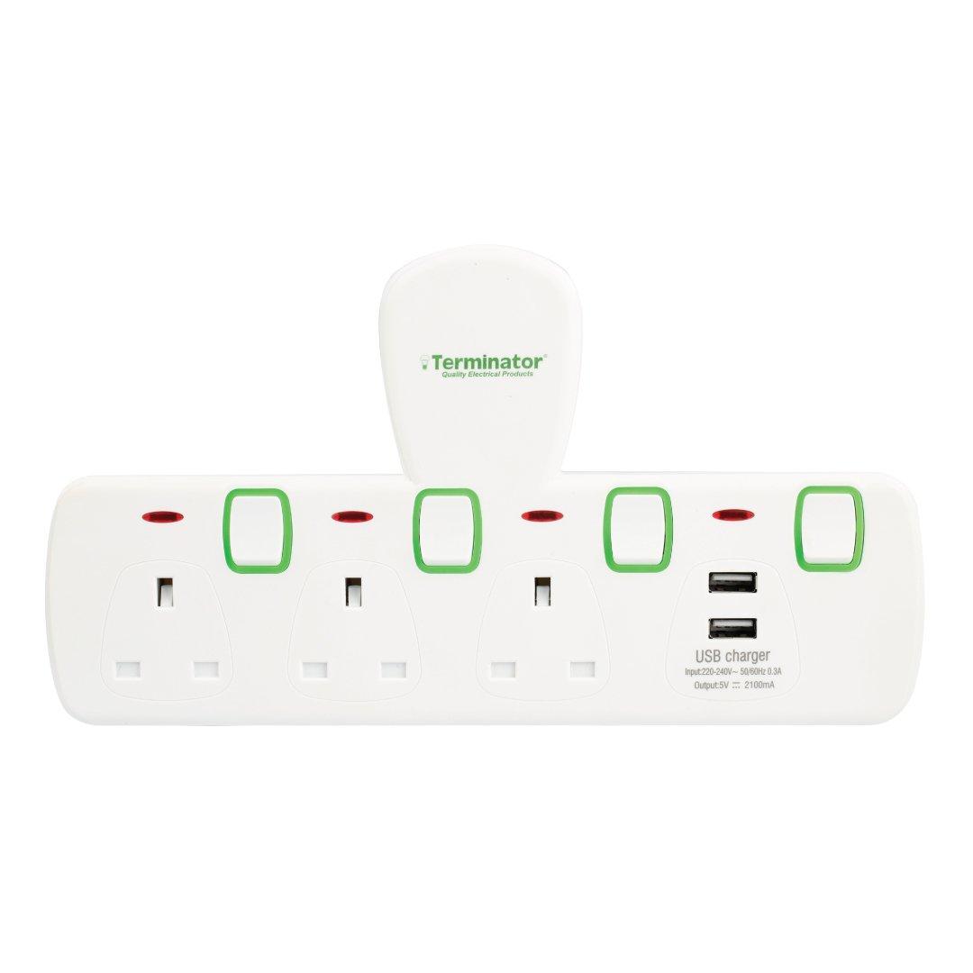 Terminator 3Way USB Multi Socket Extension. - eXtra Oman