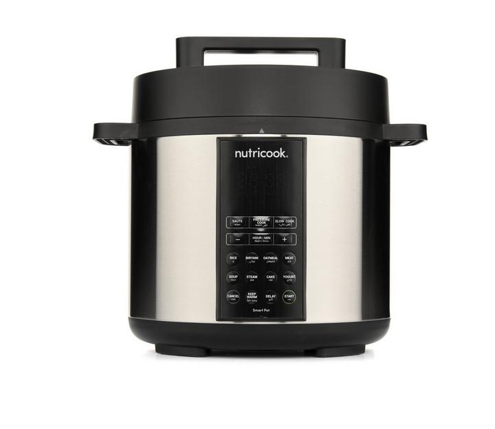 NutriCook Smart Pot Pressure Cooker, 6Ltr, 1000W, Silver