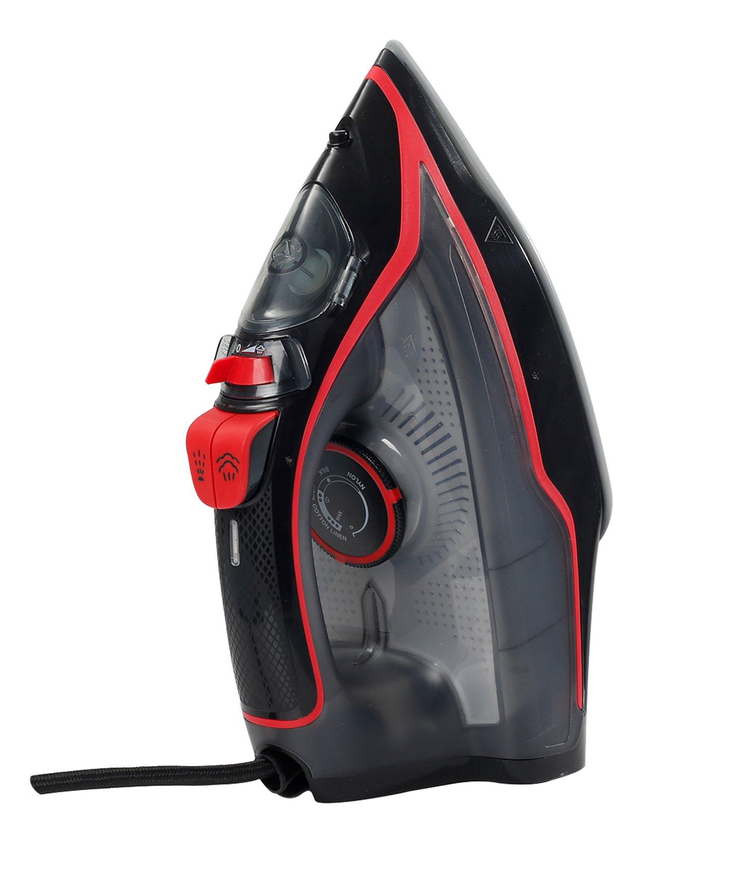 Clikon Steam Iron With NonStick Ceramic Soleplate 2400W Red/Black