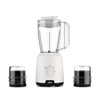 Braun 3in1 Blender With 2 Mills Plastic Jar & Body,1.5L, 600W, White