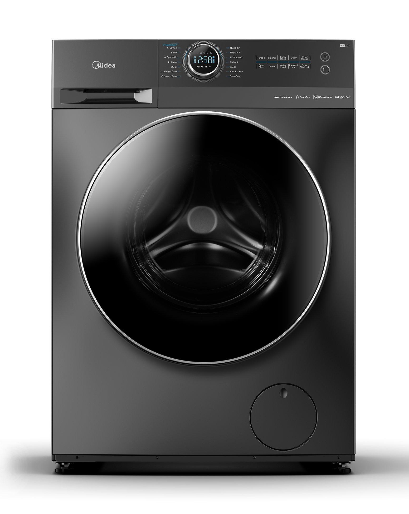 Midea Frontload Washing Machine, 10kg, 14 Programs, WiFi, Titanium