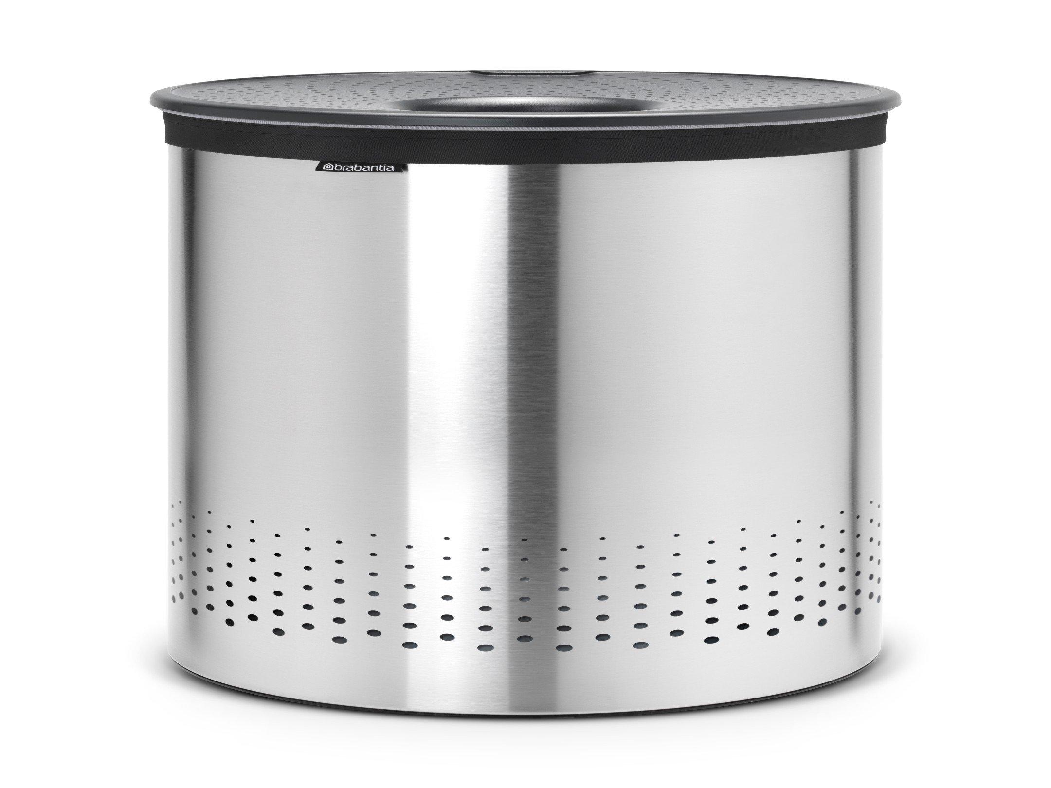 Brabantia Laundry Bin 60 Litre Plastic Lid, Matt Steel eXtra