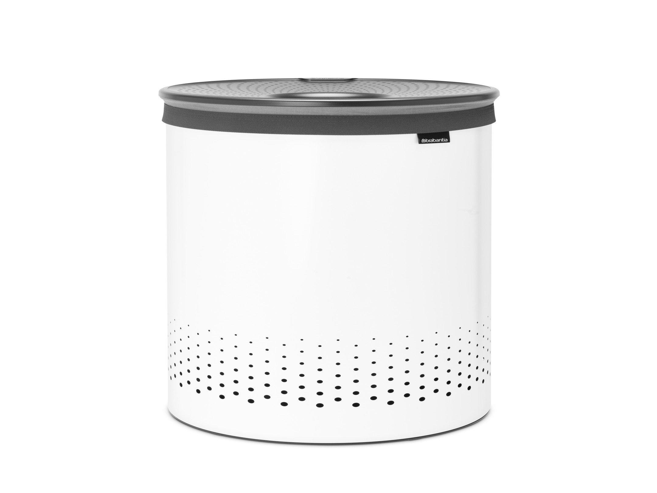 Brabantia Laundry Bin 60 Litre Plastic Lid, White eXtra