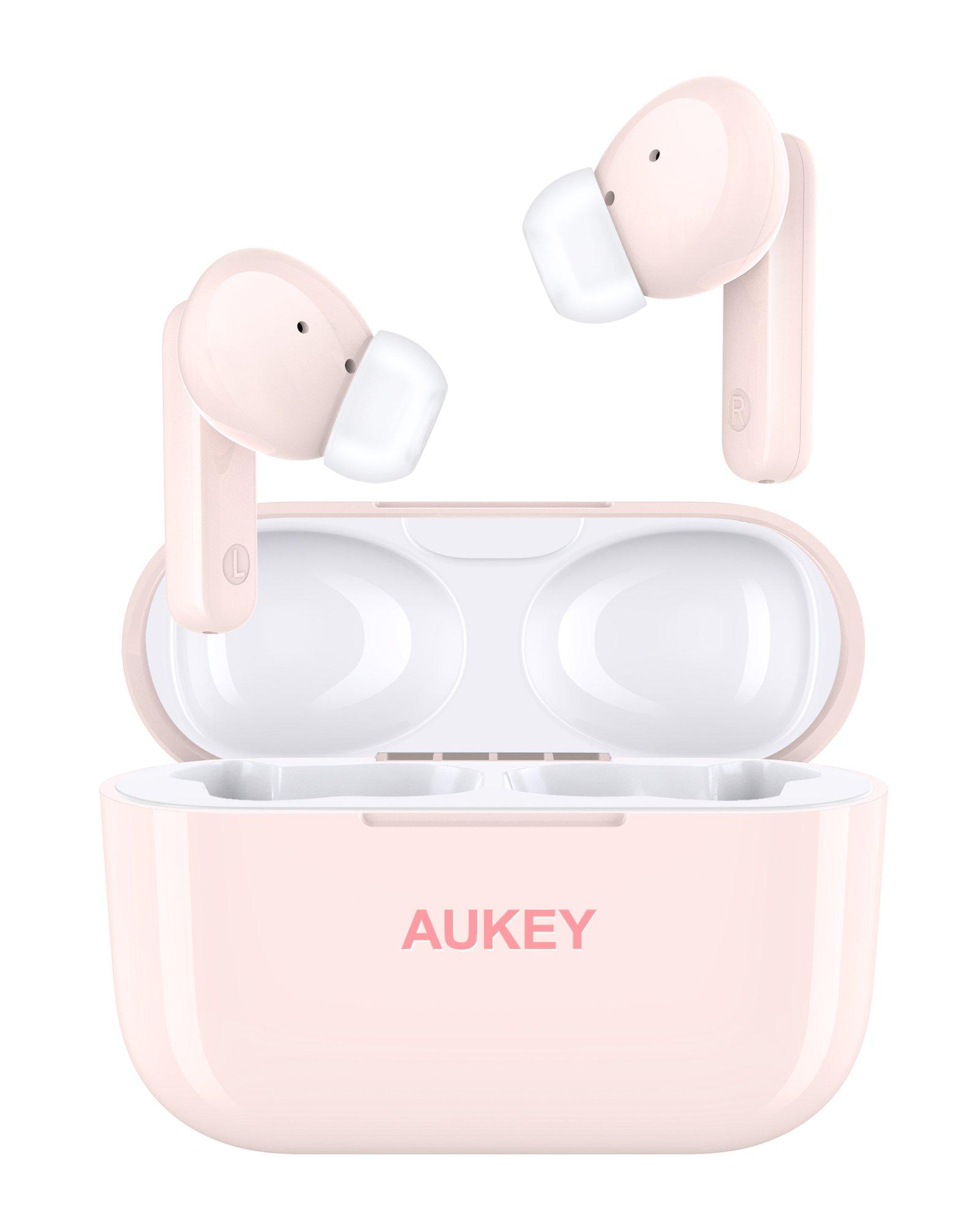 Aukey True Wireless Earbuds, 30hrs Playtime, Waterproof, Pink eXtra Oman