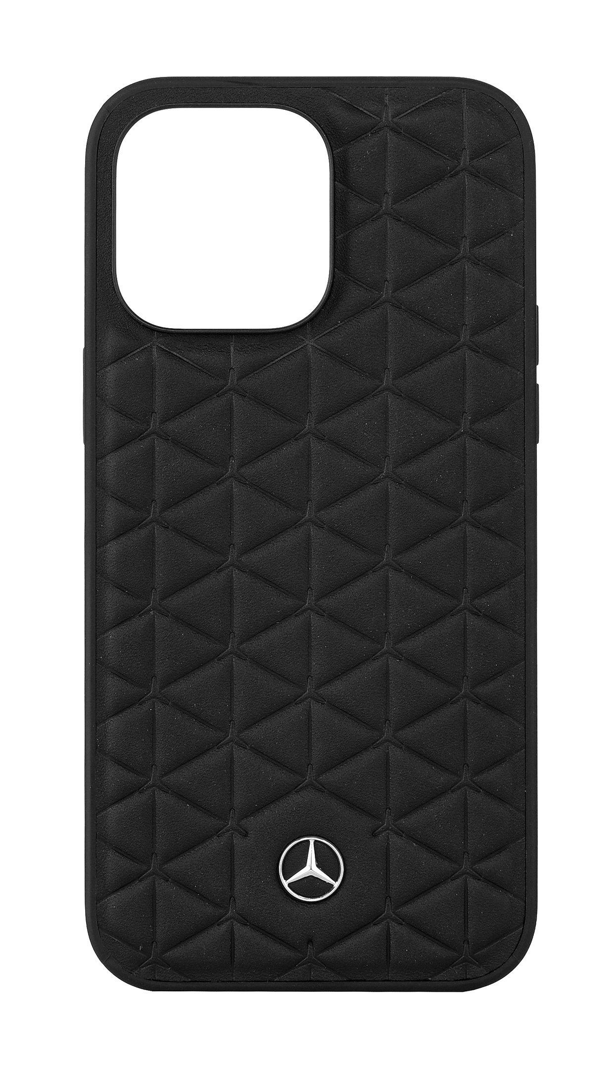 MercedesBenz Genuine Leather Hard Case for iPhone 14 Pro Max, Black