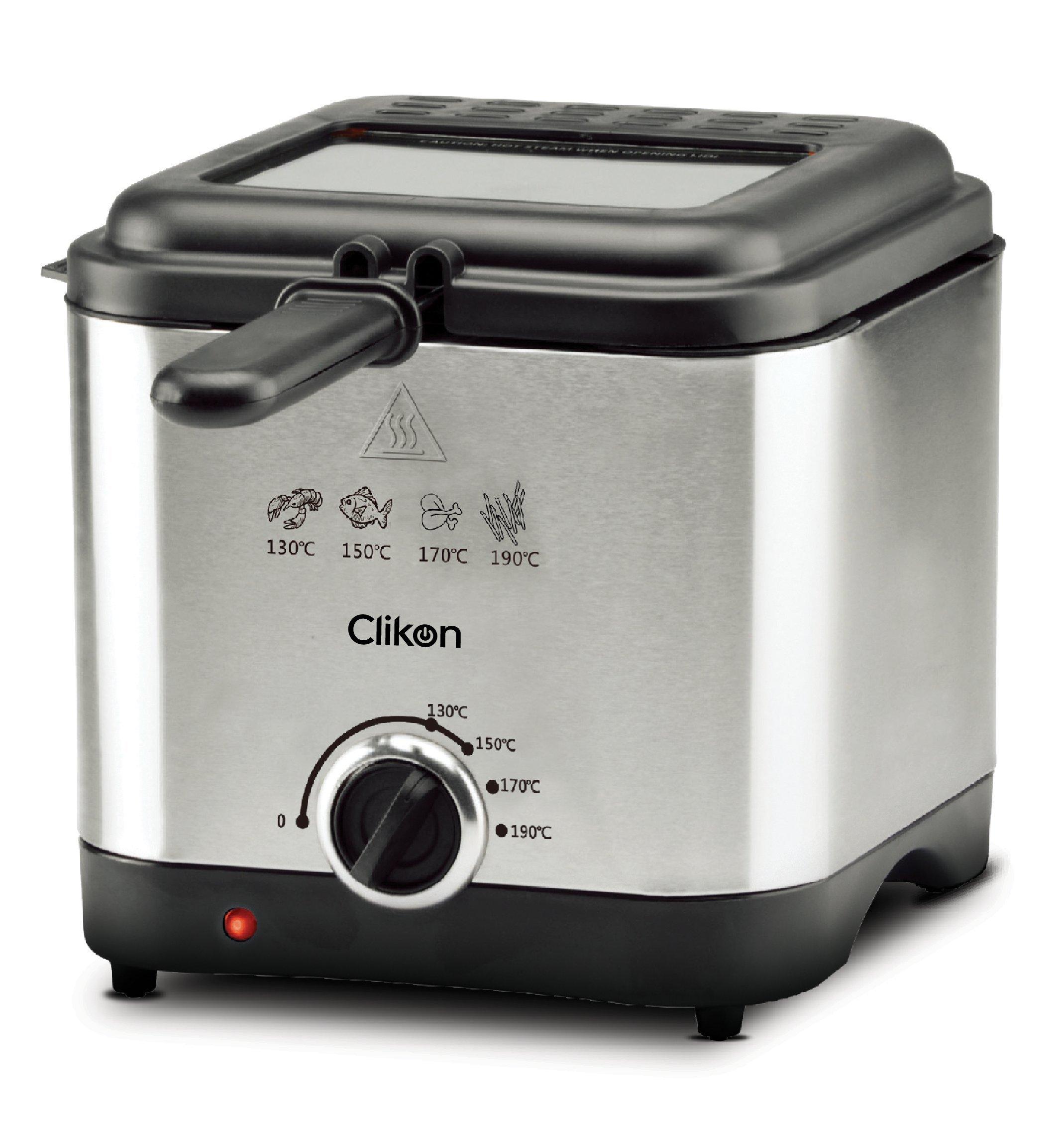 Clikon, 1.5L Deep Fryer Brushed Stainless Steel, 1500W, Black/Silver. eXtra Bahrain