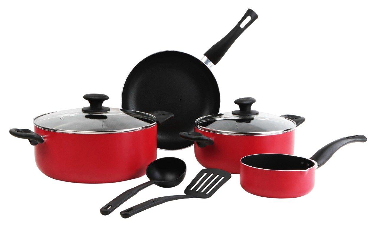 Homeway 8Pcs Cookware Set Red eXtra Bahrain