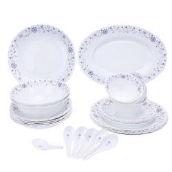 Royalford 33 Pcs Opal Ware Dinner Set White Red eXtra Oman
