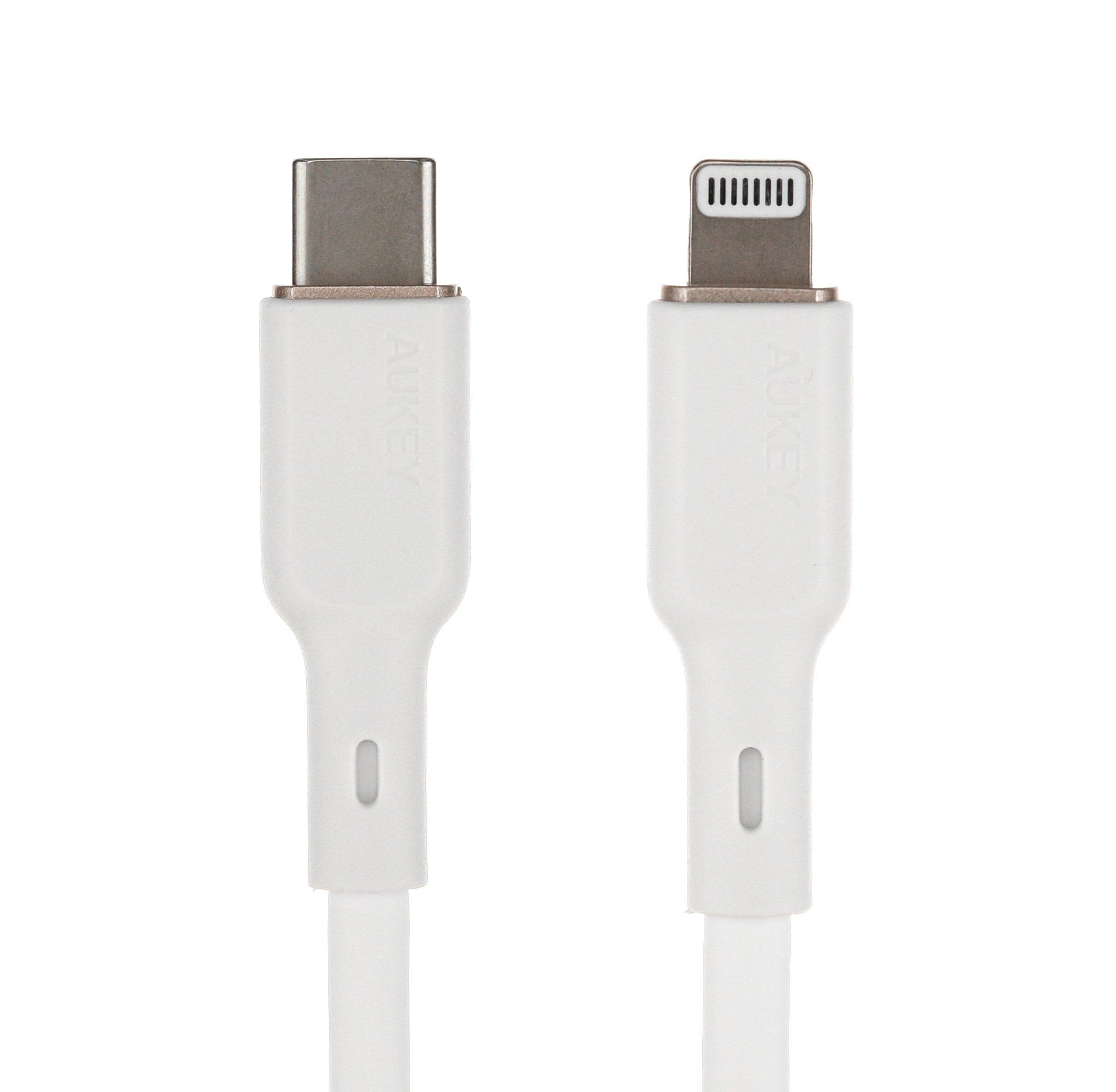 AUKEY Braided MFI Cable TYPE-C To Lightning, 1M, White