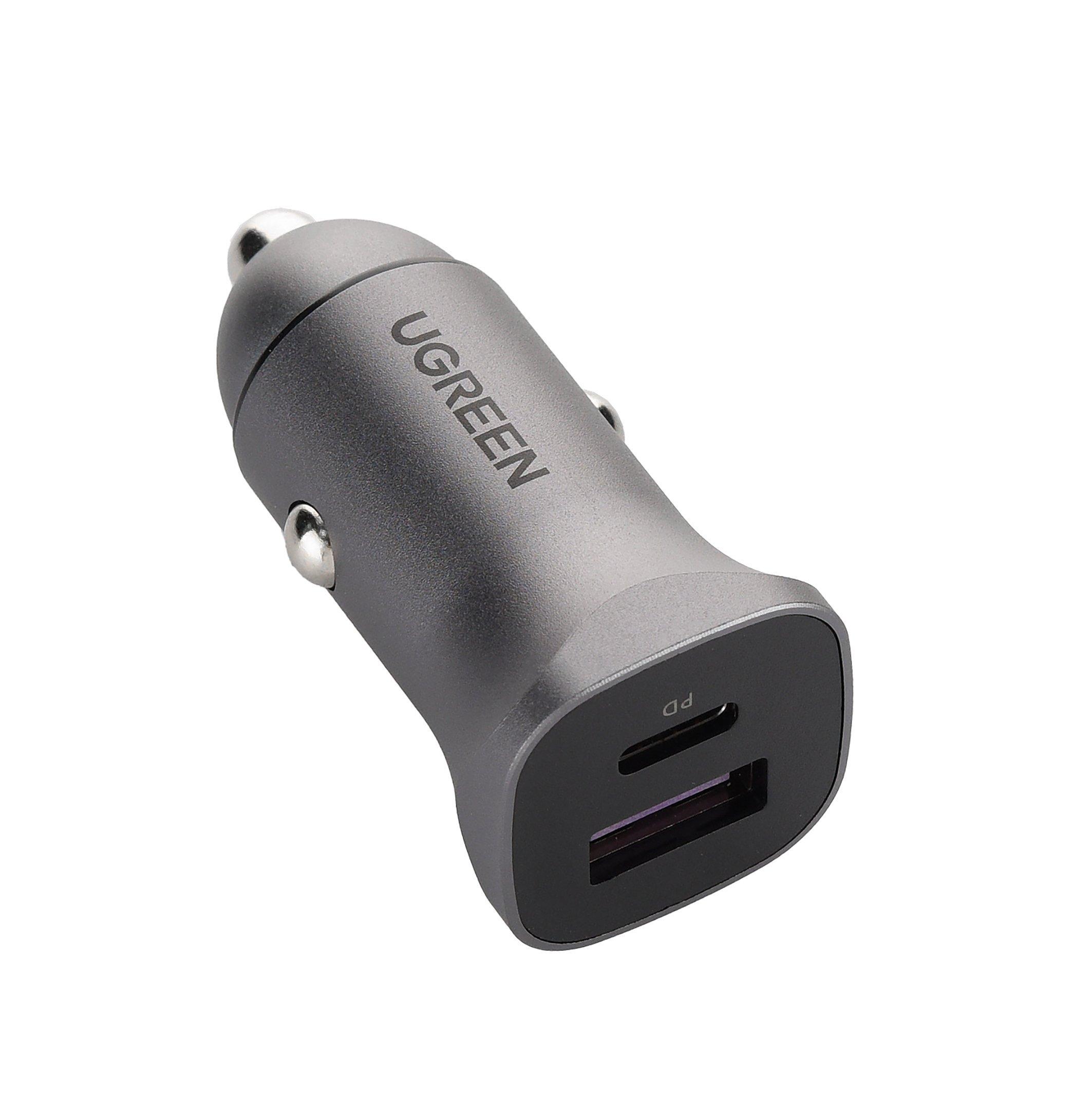 UGREEN DualPort Car Charger Power Delivery 30W+22.5W, Grey eXtra