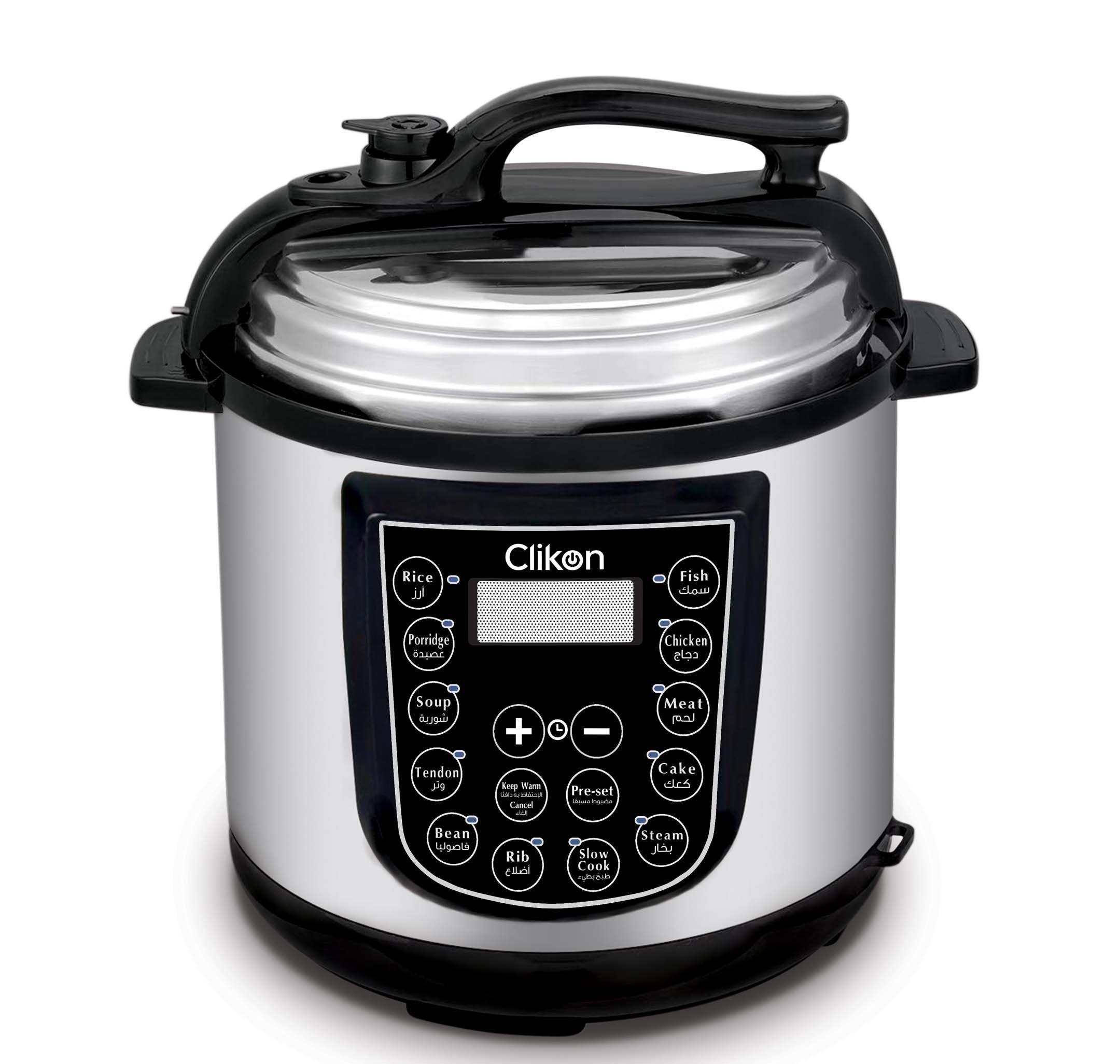 Clikon 6.0L Electric Pressure Cooker 1000W Black/Silver - eXtra Bahrain