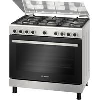 Bosch, Gas Cooker, 90X60, 5 Gas Burner, Full Safety, Stainless Steel/Black